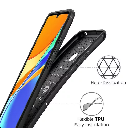 Techsuit - Carbon szilikon tok - Xiaomi Redmi 9C / Redmi 9C NFC - Fekete