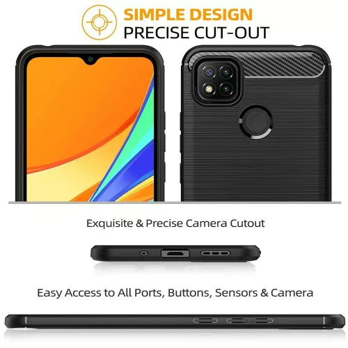Techsuit - Carbon szilikon tok - Xiaomi Redmi 9C / Redmi 9C NFC - Fekete