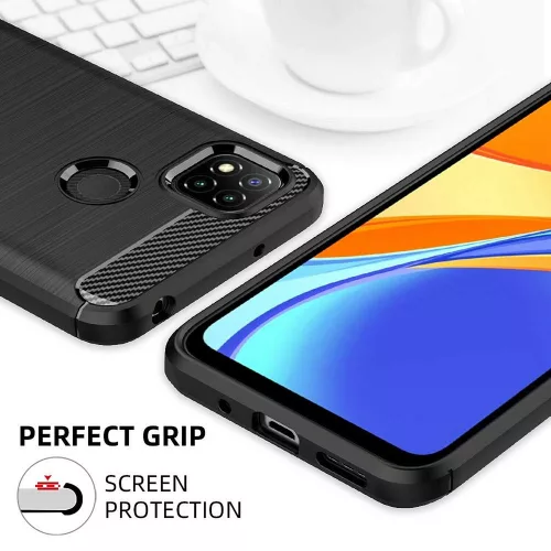 Techsuit - Carbon szilikon tok - Xiaomi Redmi 9C / Redmi 9C NFC - Fekete