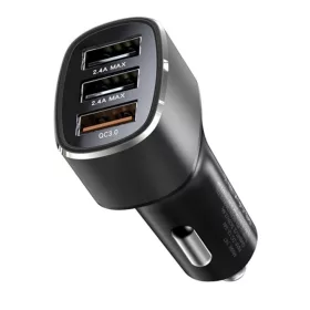   Yesido - Car Charger (Y46) - 3x USB, 2.4A, Q.C3.0, Fast Charging, 42W - Black
