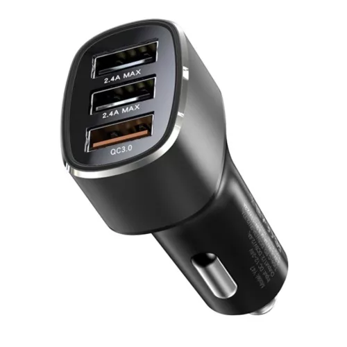 Yesido - Car Charger (Y46) - 3x USB, 2.4A, Q.C3.0, Fast Charging, 42W - Black