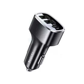   Yesido - Car Charger (Y47) - Dual USB, Type-C, Fast Charging, 49W, Aluminum Alloy - Black