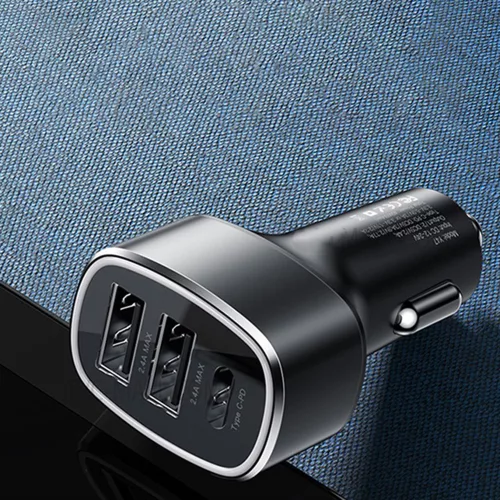 Yesido - Car Charger (Y47) - Dual USB, Type-C, Fast Charging, 49W, Aluminum Alloy - Black