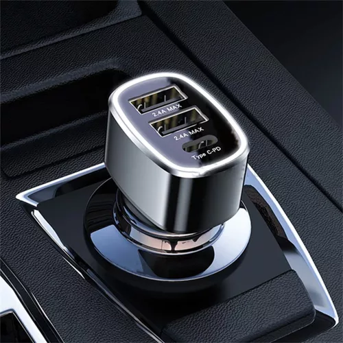 Yesido - Car Charger (Y47) - Dual USB, Type-C, Fast Charging, 49W, Aluminum Alloy - Black