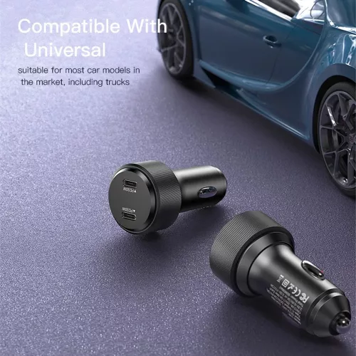 Yesido - Car Charger (Y48) - 2x Type-C, Fast Charging, 60W - Black