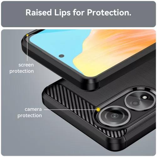 Techsuit - Carbon szilikon tok - Oppo A58 4G - Fekete