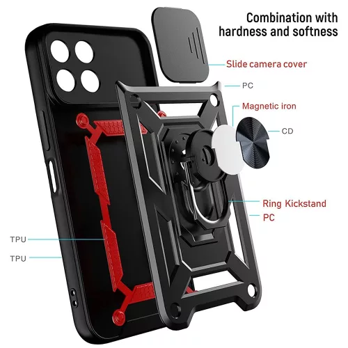 Techsuit - CamShield ütésálló tok - Honor X6a - Fekete