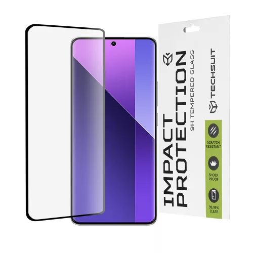 Techsuit - 111D Full Cover üvegfólia / 3D kerekített szélű készülékhez - Xiaomi Redmi Note 13 Pro+ 5G / 14 Pro 5G / 14 Pro 4G / 14 Pro+ 5G / Poco X7 - Fekete széllel
