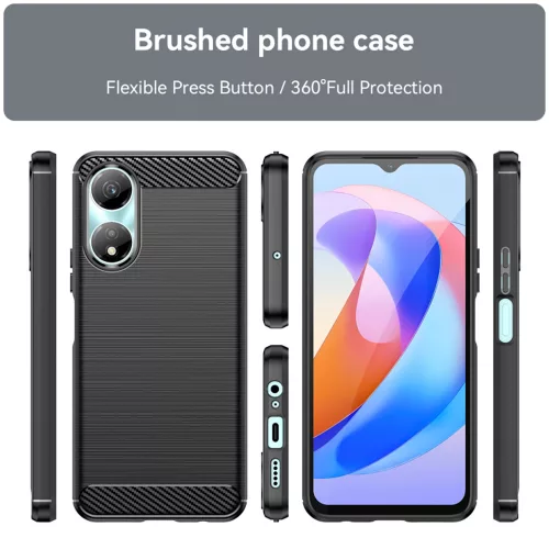 Techsuit - Carbon szilikon tok - Honor X7b / X7b 5G / 90 SMART - Fekete