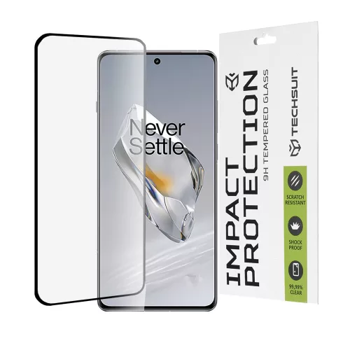 Techsuit - 111D Full Cover / Full Glue üvegfólia / 3D kerekített szélű kijelzőhöz - OnePlus 12 - Fekete széllel