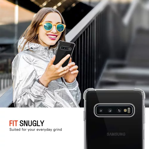 Techsuit - Shockproof Átlátszó Ütésálló Szilikon tok - Samsung Galaxy S10 - Átlátszó
