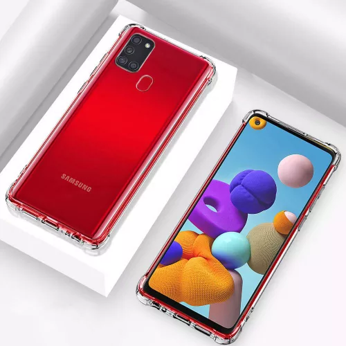 Techsuit - Shockproof Átlátszó Ütésálló Szilikon tok - Samsung Galaxy A21s - Átlátszó