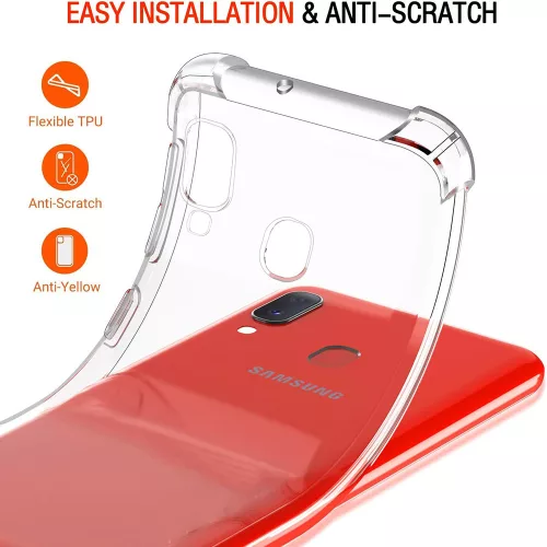 Techsuit - Shockproof Átlátszó Ütésálló Szilikon tok - Samsung Galaxy A20e - Átlátszó