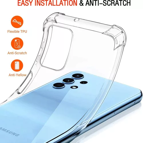 Techsuit - Shockproof Átlátszó Ütésálló Szilikon tok - Samsung Galaxy A32 4G - Átlátszó