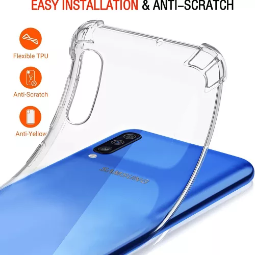 Techsuit - Shockproof Átlátszó Ütésálló Szilikon tok - Samsung Galaxy A30s / A50 / A50s - Átlátszó