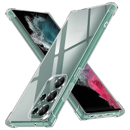 Techsuit - Shockproof Átlátszó Ütésálló Szilikon tok - Samsung Galaxy S22 Ultra 5G - Átlátszó