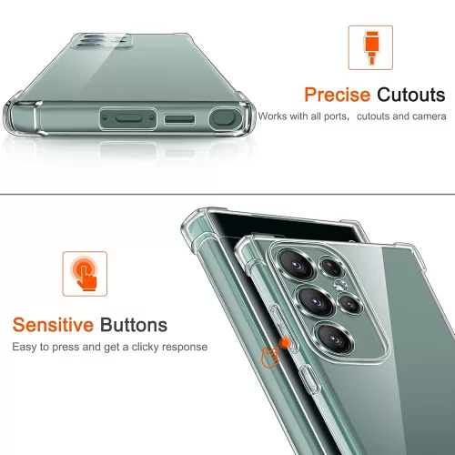 Techsuit - Shockproof Átlátszó Ütésálló Szilikon tok - Samsung Galaxy S22 Ultra 5G - Átlátszó