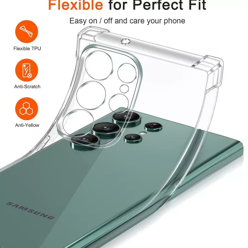 Techsuit - Shockproof Átlátszó Ütésálló Szilikon tok - Samsung Galaxy S22 Ultra 5G - Átlátszó