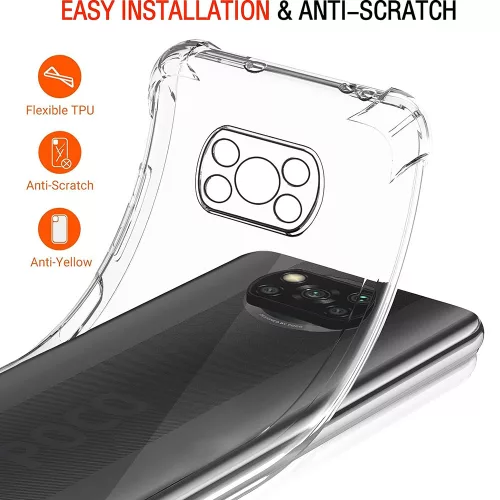 Techsuit - Shockproof Átlátszó Ütésálló Szilikon tok - Xiaomi Poco X3 / Poco X3 NFC / Poco X3 Pro - Átlátszó