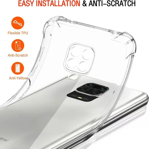 Techsuit - Shockproof Átlátszó Ütésálló Szilikon tok - Xiaomi Redmi Note 9S / Note 9 Pro / Note 9 Pro Max - Átlátszó