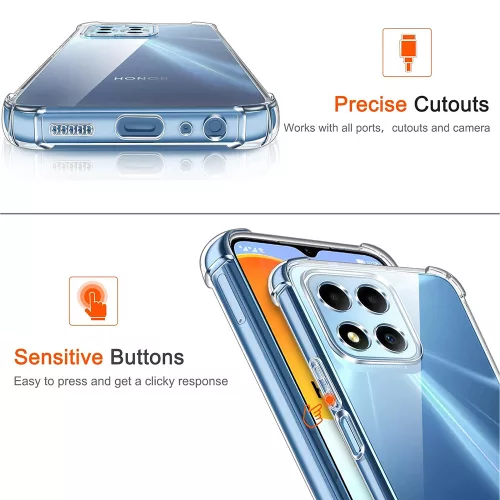 Techsuit - Shockproof Átlátszó Ütésálló Szilikon tok - Honor X6 / X8 5G / 70 Lite - Átlátszó