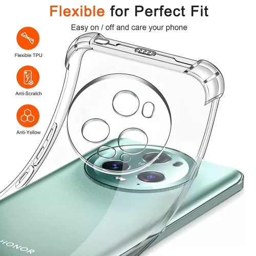 Techsuit - Shockproof Átlátszó Ütésálló Szilikon tok - Honor Magic5 Pro - Átlátszó