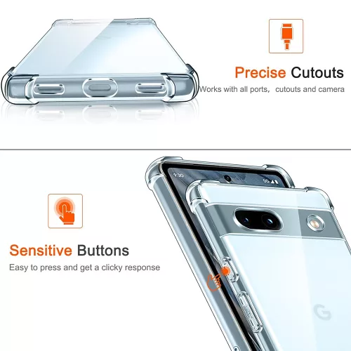 Techsuit - Shockproof Átlátszó Ütésálló Szilikon tok - Google Pixel 7a - Átlátszó