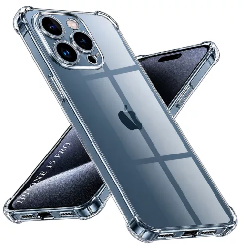Techsuit - Shockproof Átlátszó Ütésálló Szilikon tok - iPhone 15 Pro - Átlátszó