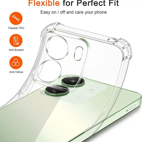 Techsuit - Shockproof Átlátszó Ütésálló Szilikon tok - Xiaomi Redmi 13C 4G / Poco C65 - Átlátszó