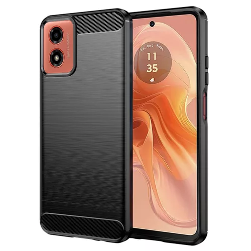 Techsuit - Carbon szilikon tok - Motorola Moto G04 / Moto G04s / Moto G24 / G24 Power / Moto E14 - Fekete