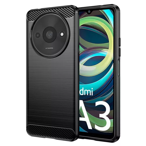 Techsuit - Carbon szilikon tok - Xiaomi Redmi A3 / Redmi A3x - Fekete