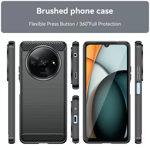 Techsuit - Carbon szilikon tok - Xiaomi Redmi A3 / Redmi A3x - Fekete