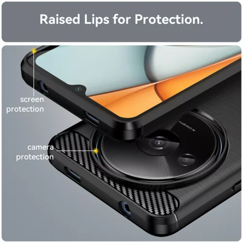 Techsuit - Carbon szilikon tok - Xiaomi Redmi A3 / Redmi A3x - Fekete
