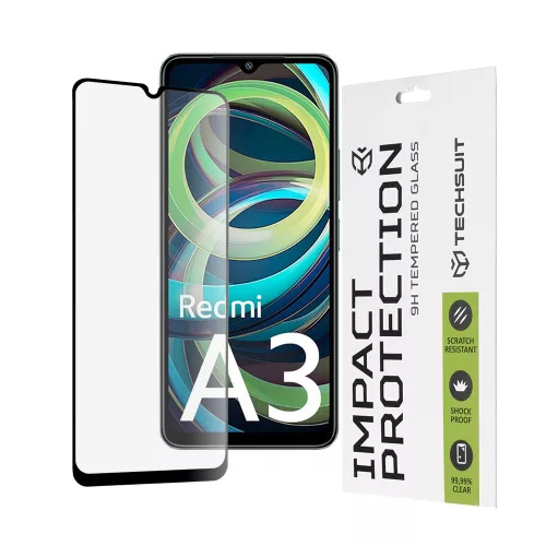 Techsuit - 111D Full Cover / Full Glue üvegfólia - Xiaomi Redmi A3 / Redmi A3x - Fekete széllel