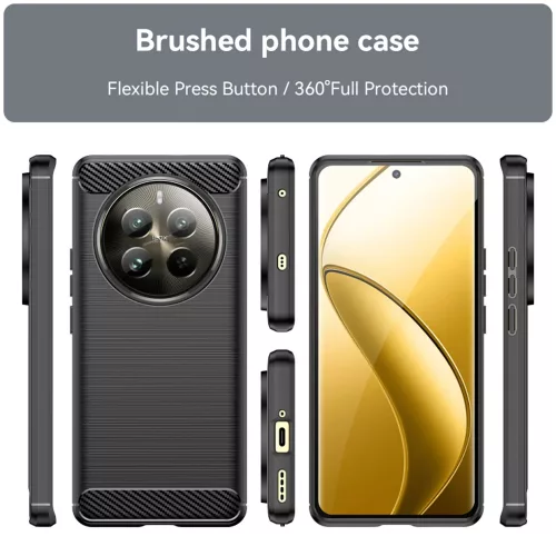 Techsuit - Carbon szilikon tok - Realme 12 Pro / 12 Pro+ - Fekete
