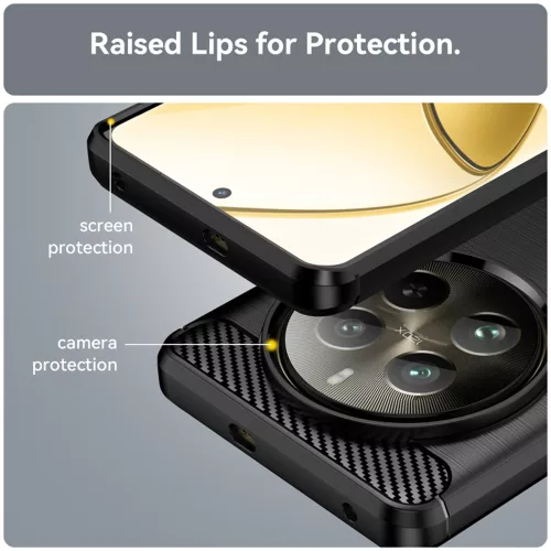 Techsuit - Carbon szilikon tok - Realme 12 Pro / 12 Pro+ - Fekete