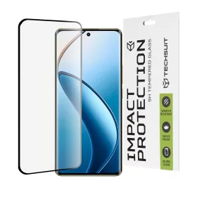   Techsuit - 111D Full Cover / Full Glue üvegfólia / 3D kerekített szélű kijelzőhöz - Realme 12 Pro / 12 Pro+ - Fekete széllel