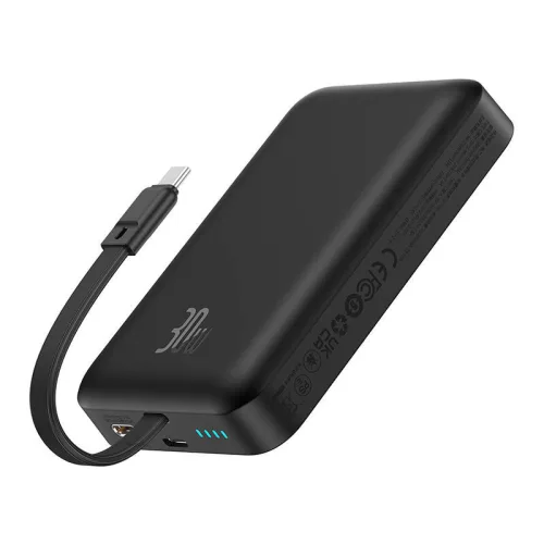Baseus - Power Bank Mágneses Mini (P1002210B113-00) - MagSafe, 2x USB-C, Lightning, 30W, Gyorstöltés, 10000mAh - Fekete