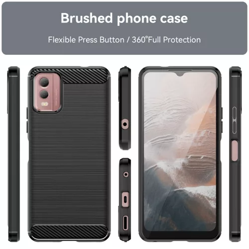 Techsuit - Carbon szilikon tok - Nokia C32 - Fekete