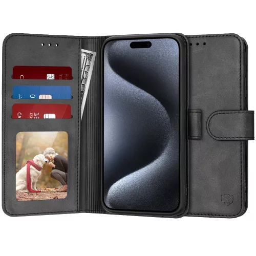 Techsuit - Diary Book kinyitható tok - iPhone 15 Pro - Fekete