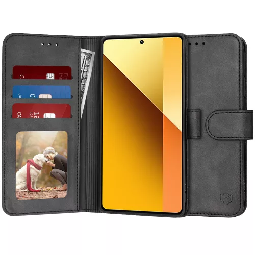 Techsuit - Diary Book kinyitható tok - Xiaomi Redmi Note 13 5G - Fekete