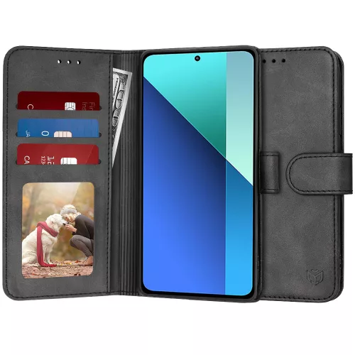 Techsuit - Diary Book kinyitható tok - Xiaomi Redmi Note 13 4G - Fekete