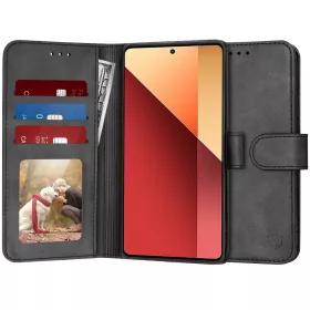   Techsuit - Diary Book kinyitható tok - Xiaomi Redmi Note 13 Pro 4G / Poco M6 Pro 4G - Fekete