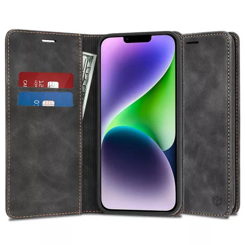 Techsuit - Confy Cover kinyitható tok - iPhone 14 Plus - Fekete