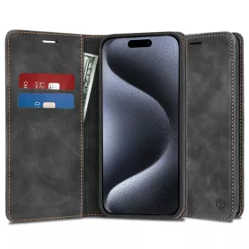   Techsuit - Confy Cover kinyitható tok - iPhone 15 Pro - Fekete