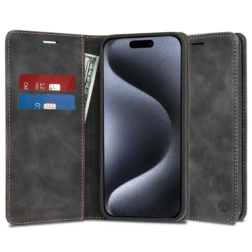 Techsuit - Confy Cover kinyitható tok - iPhone 15 Pro - Fekete