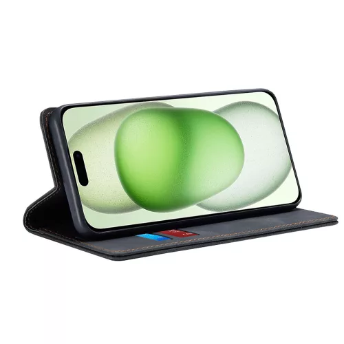Techsuit - Confy Cover kinyitható tok - iPhone 15 Plus - Fekete