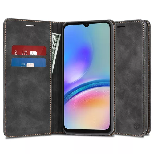 Techsuit - Confy Cover kinyitható tok - Samsung Galaxy A05s - Fekete