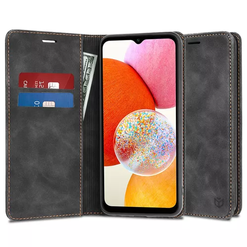 Techsuit - Confy Cover kinyitható tok - Samsung Galaxy A14 4G / A14 5G - Fekete