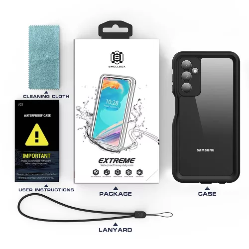 ShellBox - Vízálló tok (IP68 védelem) - Samsung Galaxy A25 5G - Fekete